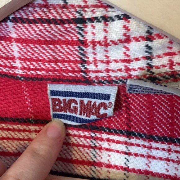 Big Mac Red White Flannel Button Down Lightweight Shacket Size Extra Large - Picture 2 of 5